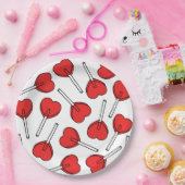 Red Lollipops, Heart Lollipops, Lollipop Pattern Papieren Bordje (Feest)
