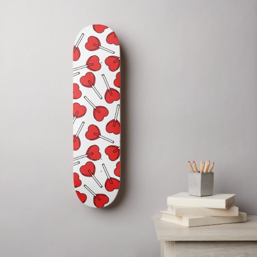Red Lollipops, Heart Lollipops, Lollipop Pattern Persoonlijk Skateboard (Muurkunst)