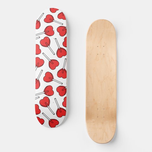 Red Lollipops, Heart Lollipops, Lollipop Pattern Persoonlijk Skateboard (Voorkant)