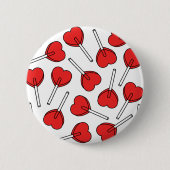 Red Lollipops, Heart Lollipops, Lollipop Pattern Ronde Button 5,7 Cm (Voorkant)