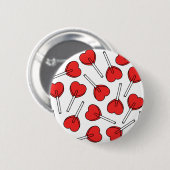 Red Lollipops, Heart Lollipops, Lollipop Pattern Ronde Button 5,7 Cm (Voorkant /achterkant)