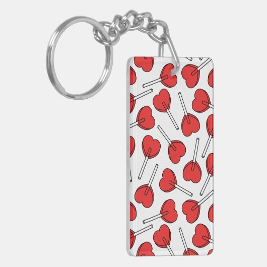 Red Lollipops, Heart Lollipops, Lollipop Pattern Sleutelhanger (Voorkant Links)