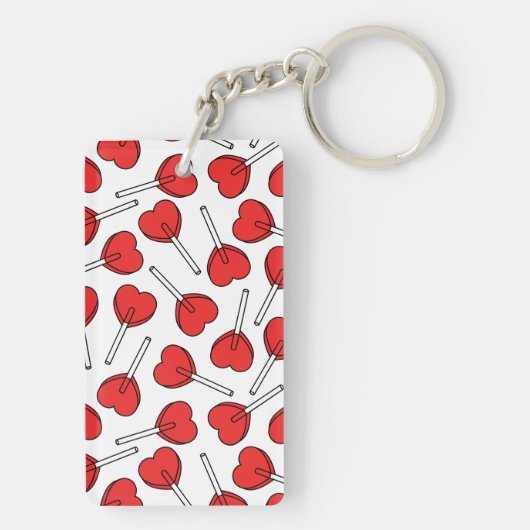 Red Lollipops, Heart Lollipops, Lollipop Pattern Sleutelhanger (achterkant)