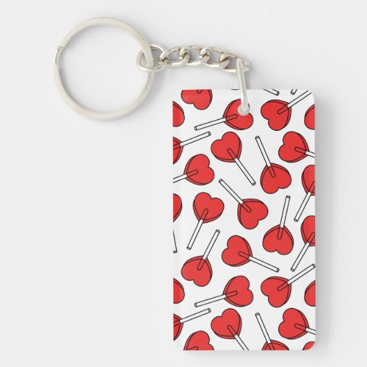 Red Lollipops, Heart Lollipops, Lollipop Pattern Sleutelhanger (Voorkant)