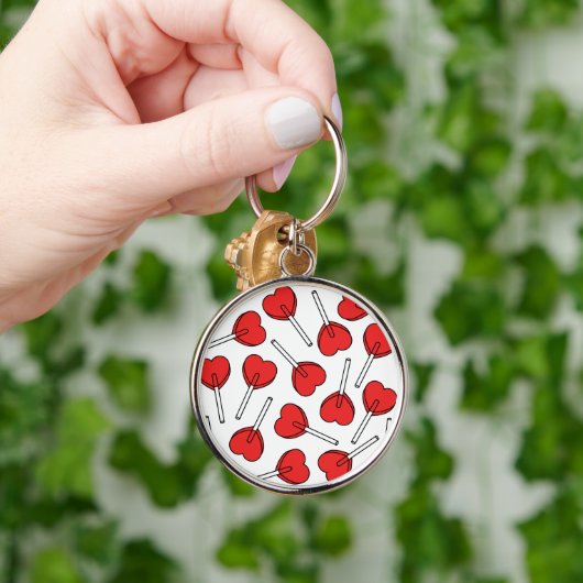 Red Lollipops, Heart Lollipops, Lollipop Pattern Sleutelhanger (Hand)