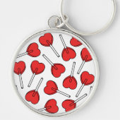 Red Lollipops, Heart Lollipops, Lollipop Pattern Sleutelhanger (Voorkant)