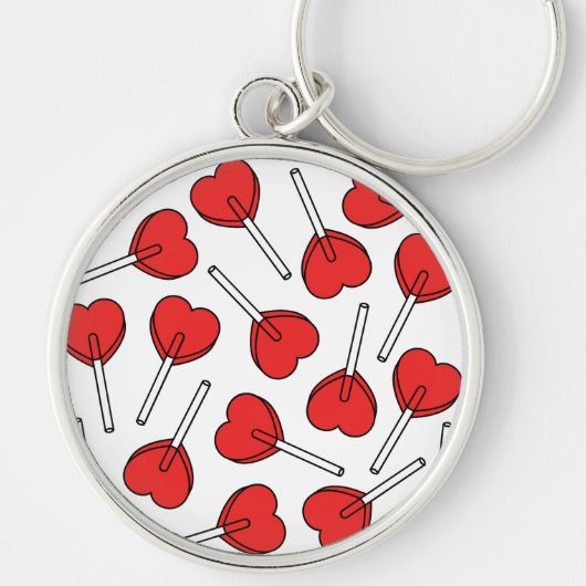 Red Lollipops, Heart Lollipops, Lollipop Pattern Sleutelhanger (Voorkant)