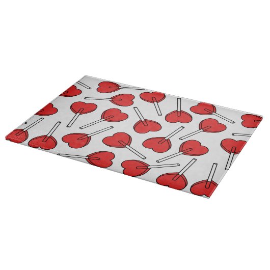 Red Lollipops, Heart Lollipops, Lollipop Pattern Snijplank (Hoek)