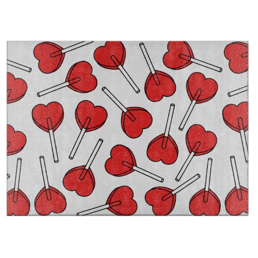 Red Lollipops, Heart Lollipops, Lollipop Pattern Snijplank (Voorkant)