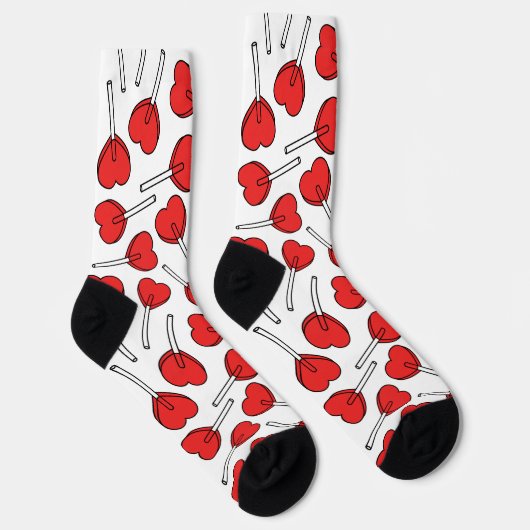 Red Lollipops, Heart Lollipops, Lollipop Pattern Sokken (Rechts)