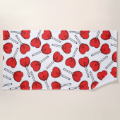Red Lollipops, Heart Lollipops, Lollipop Pattern Strandlaken (Voorkant)