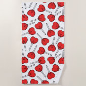 Red Lollipops, Heart Lollipops, Lollipop Pattern Strandlaken (Voorkant)