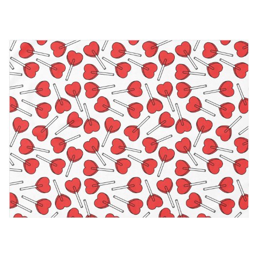 Red Lollipops, Heart Lollipops, Lollipop Pattern Tafelkleed (Voorkant (Horizontaal))