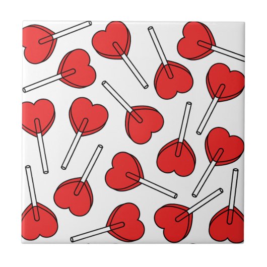 Red Lollipops, Heart Lollipops, Lollipop Pattern Tegeltje (Voorkant)