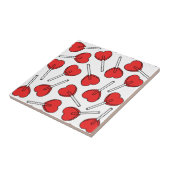 Red Lollipops, Heart Lollipops, Lollipop Pattern Tegeltje (Zijkant)