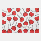 Red Lollipops, Heart Lollipops, Lollipop Pattern Theedoek (Horizontaal)