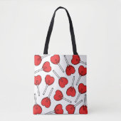 Red Lollipops, Heart Lollipops, Lollipop Pattern Tote Bag (Voorkant)