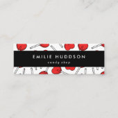 Red Lollipops, Heart Lollipops, Lolly, Candy Shop Mini Visitekaartje (Voorkant)