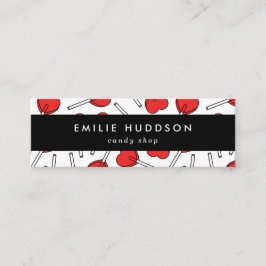 Red Lollipops, Heart Lollipops, Lolly, Candy Shop Mini Visitekaartje