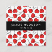 Red Lollipops, Heart Lollipops, Lolly, Candy Shop Vierkante Visitekaartje (Voorkant)