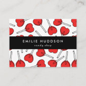 Red Lollipops, Heart Lollipops, Lolly, Candy Shop Visitekaartje (Voorkant)