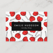 Red Lollipops, Heart Lollipops, Lolly, Candy Shop Visitekaartje (Voorkant)