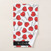 Red Lollipops, Heart Lollipops, Lolly, Your Name Bad Handdoek (Handdoek)