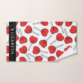 Red Lollipops, Heart Lollipops, Lolly, Your Name Bad Handdoek (Handdoek)