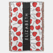 Red Lollipops, Heart Lollipops, Lolly, Your Name Deken (Voorkant Verticaal)