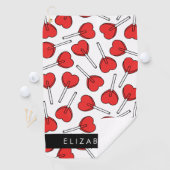 Red Lollipops, Heart Lollipops, Lolly, Your Name Golfhanddoek (Insitu)