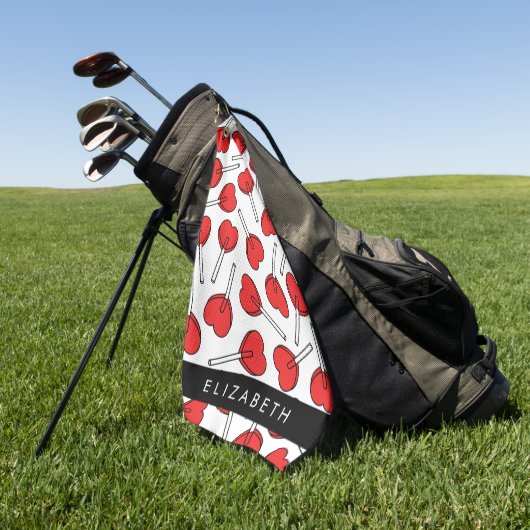 Red Lollipops, Heart Lollipops, Lolly, Your Name Golfhanddoek (Groen)