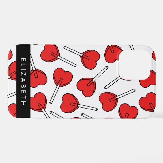 Red Lollipops, Heart Lollipops, Lolly, Your Name iPhone Hoesje (Achterkant horizontaal)