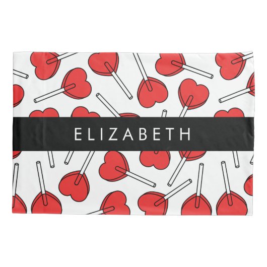 Red Lollipops, Heart Lollipops, Lolly, Your Name Kussensloop (Achterkant)