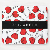 Red Lollipops, Heart Lollipops, Lolly, Your Name Muismat (Voorkant)