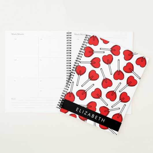 Red Lollipops, Heart Lollipops, Lolly, Your Name Planner (Display)