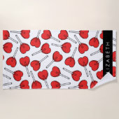 Red Lollipops, Heart Lollipops, Lolly, Your Name Strandlaken (Voorkant)