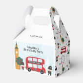 Red London Bus and Clock Tower Kids Birthday Party Bedankdoosjes (Voorkant Zijde)