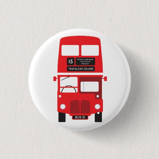 Red London Bus Badge Ronde Button 3,2 Cm (Voorkant)