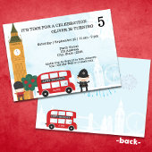 Red London Bus & Clock Tower Kids Birthday Kaart