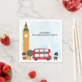 Red London Bus & Clock Tower Kinderen Birthday Par Servet (Insitu)