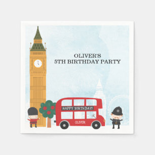 Red London Bus & Clock Tower Kinderen Birthday Par Servet