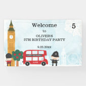 Red London Bus & Clock Tower Kinderen Birthday Par Spandoek (Horizontaal)