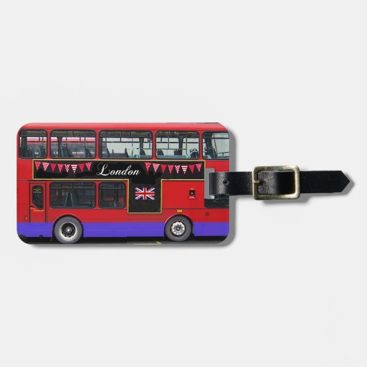 Red London Bus Double Decker Bagagelabel (Voorkant horizontaal)