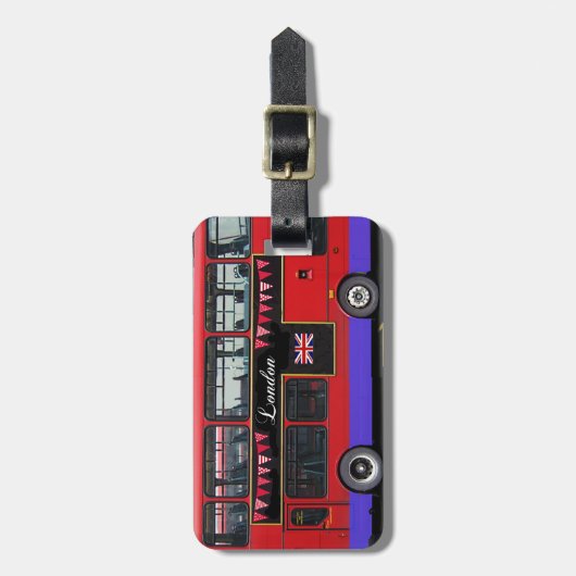 Red London Bus Double Decker Bagagelabel (Voorkant verticaal)