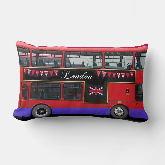 Red London Bus Double Decker Kussen (Voorkant)