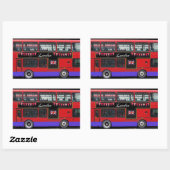 Red London Bus Double Decker Rechthoekige Sticker (Vel)