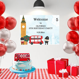 Red London Bus en Clock Tower Birthday Welkom Poster