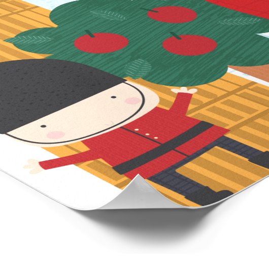 Red London Bus en Clock Tower Birthday Welkom Poster (Hoek)