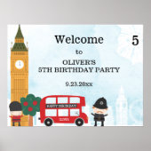 Red London Bus en Clock Tower Birthday Welkom Poster (Voorkant)