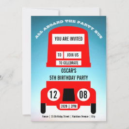 Red London Bus Kinderen Verjaardagsfeestje Uitnodi Save The Date